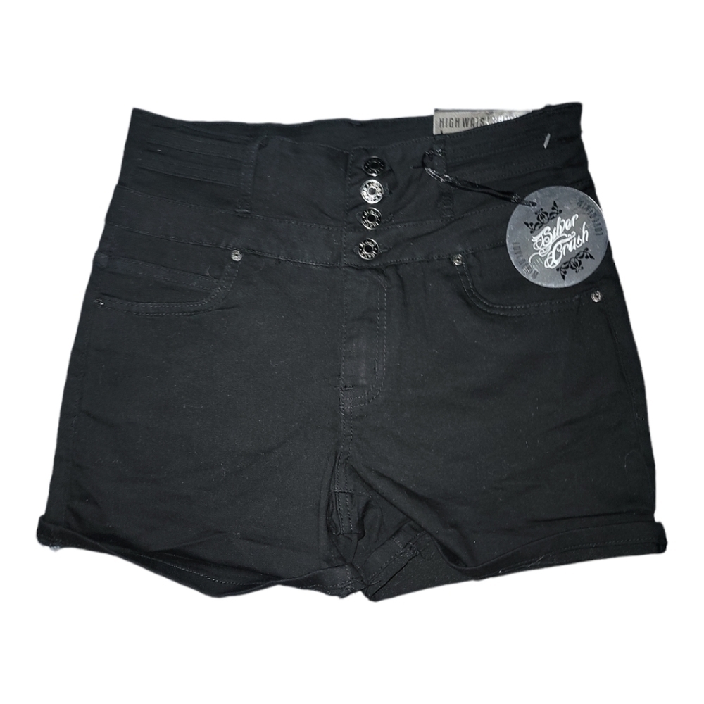 BLACK High Waisted Shorts NEW - Picture 1 of 3